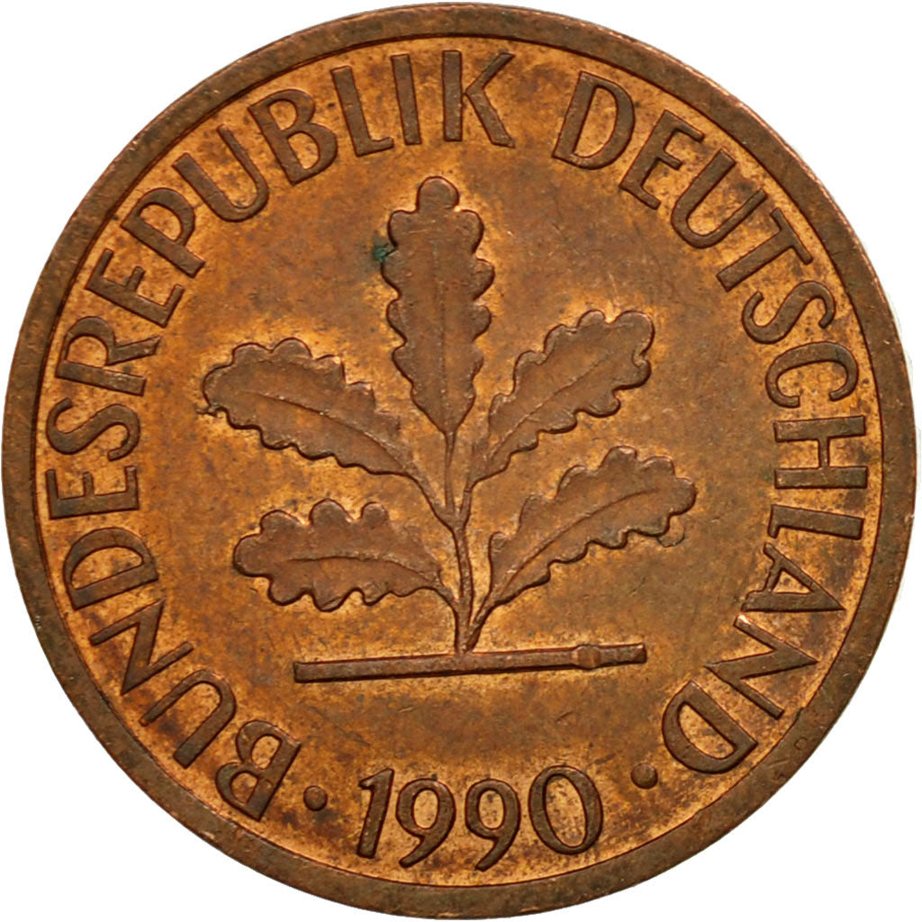 Münze, Bundesrepublik Deutschland, Pfennig, 1990, Munich, SS, Copper Plated