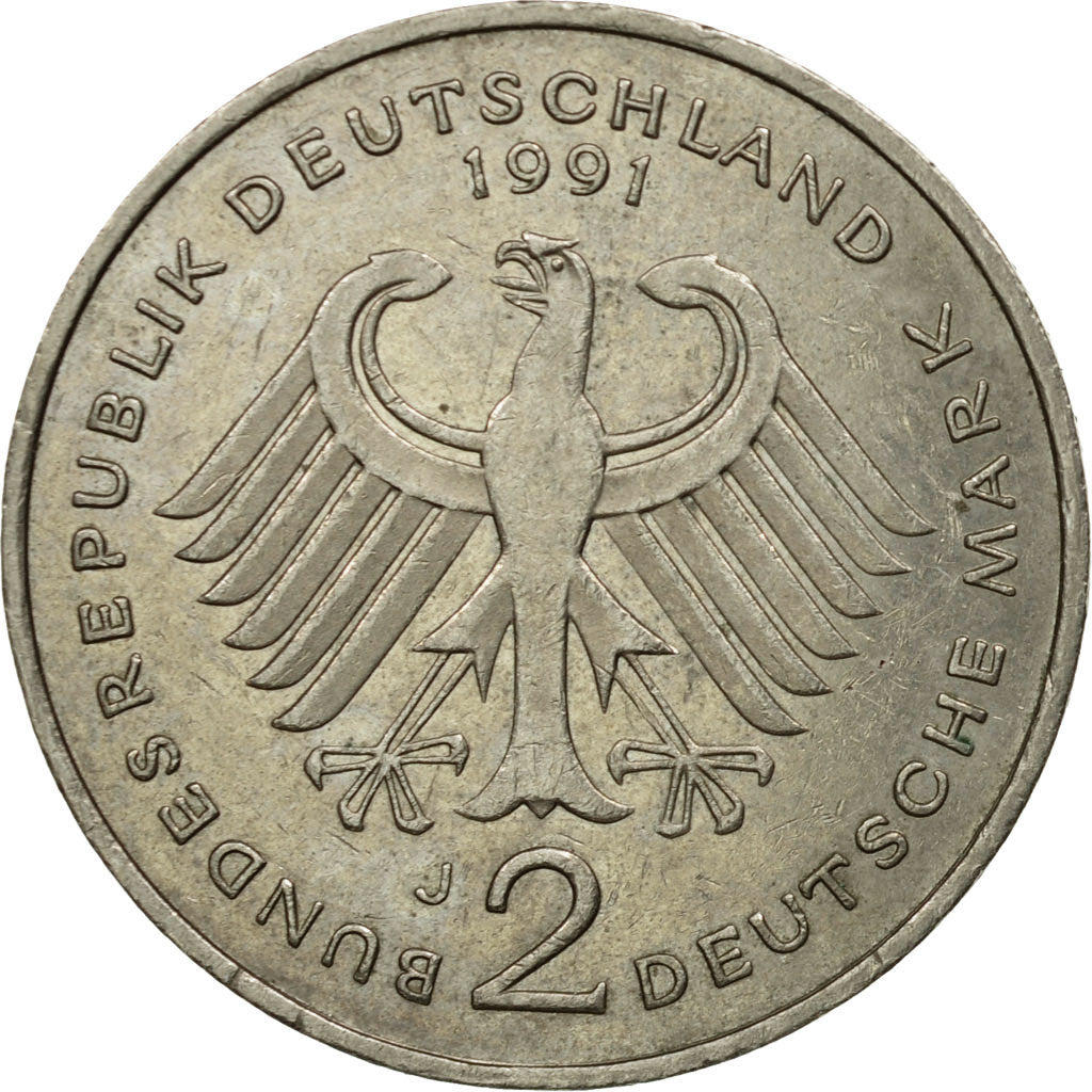 Coin, GERMANY - FEDERAL REPUBLIC, 2 Mark, 1991, Hambourg, EF(40-45)