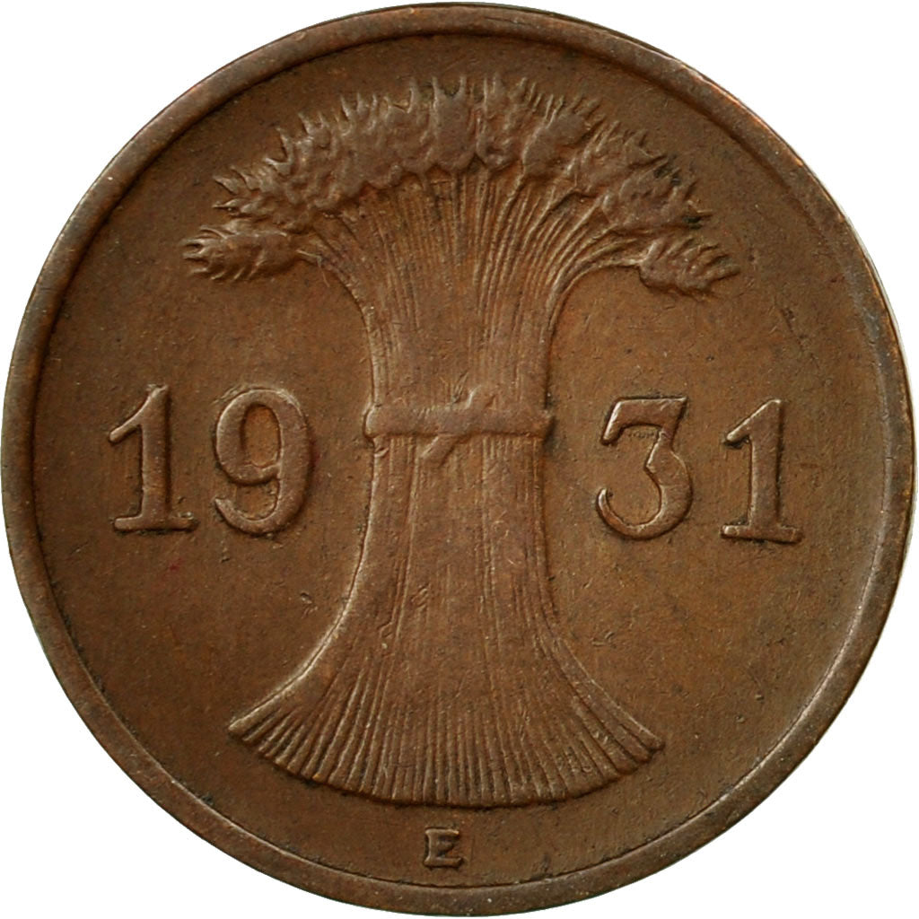 Coin, GERMANY, WEIMAR REPUBLIC, Reichspfennig, 1931, Muldenhütten, MS(65-70)