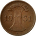 Coin, GERMANY, WEIMAR REPUBLIC, Reichspfennig, 1931, Muldenhütten, MS(65-70)