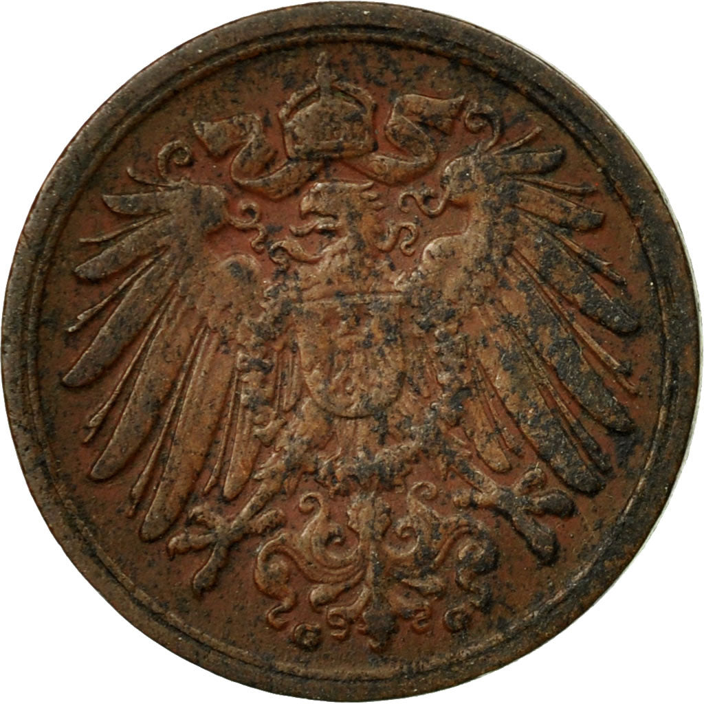 Moneta, GERMANIA - IMPERO, Wilhelm II, Pfennig, 1899, Karlsruhe, MB+, Rame