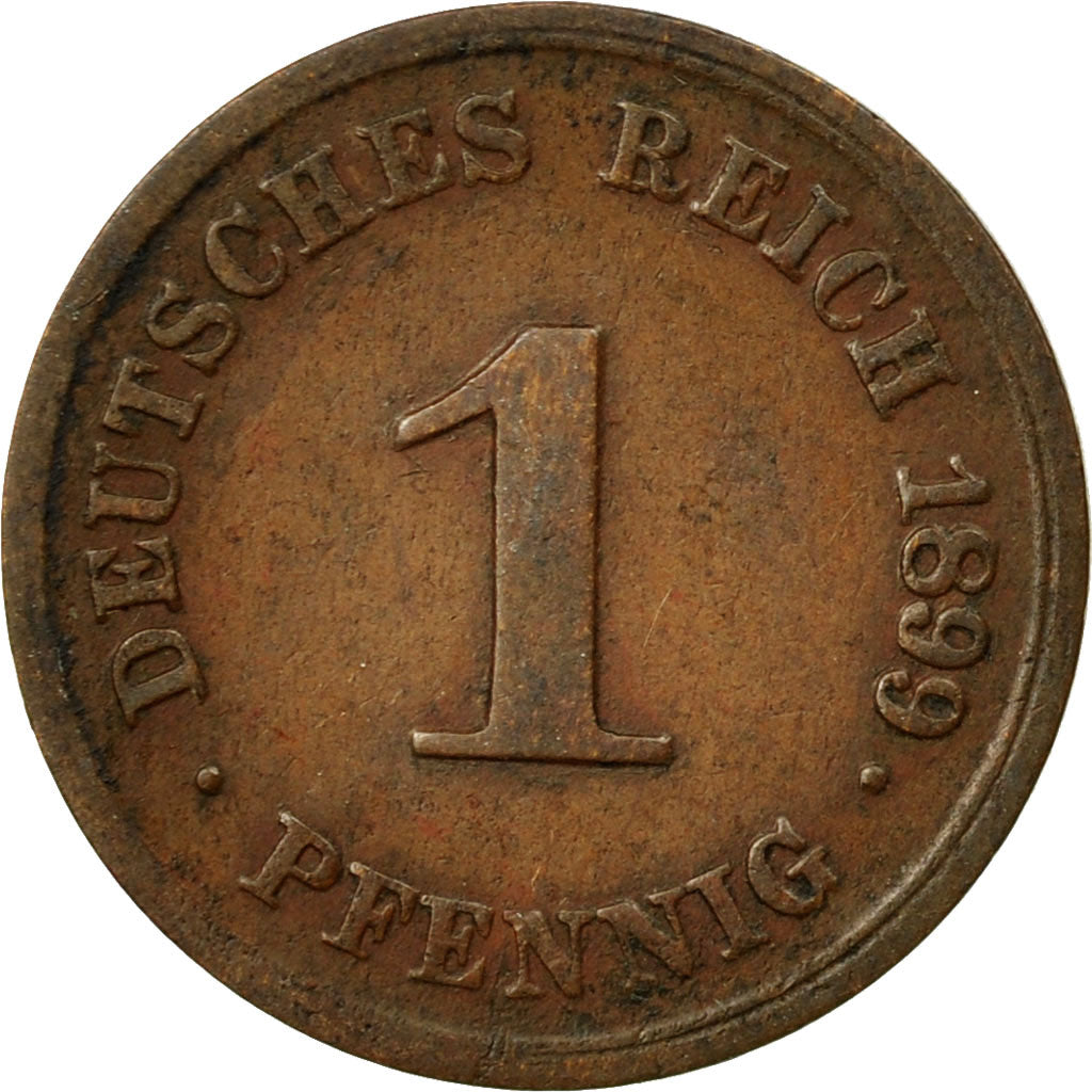 Moneta, GERMANIA - IMPERO, Wilhelm II, Pfennig, 1899, Karlsruhe, MB+, Rame