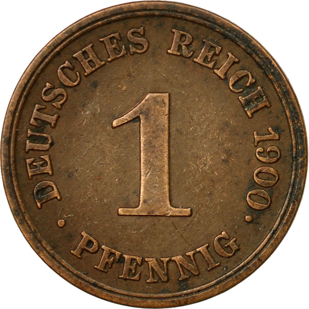 Coin, GERMANY - EMPIRE, Wilhelm II, Pfennig, 1900, Muldenhütten, VF(30-35)