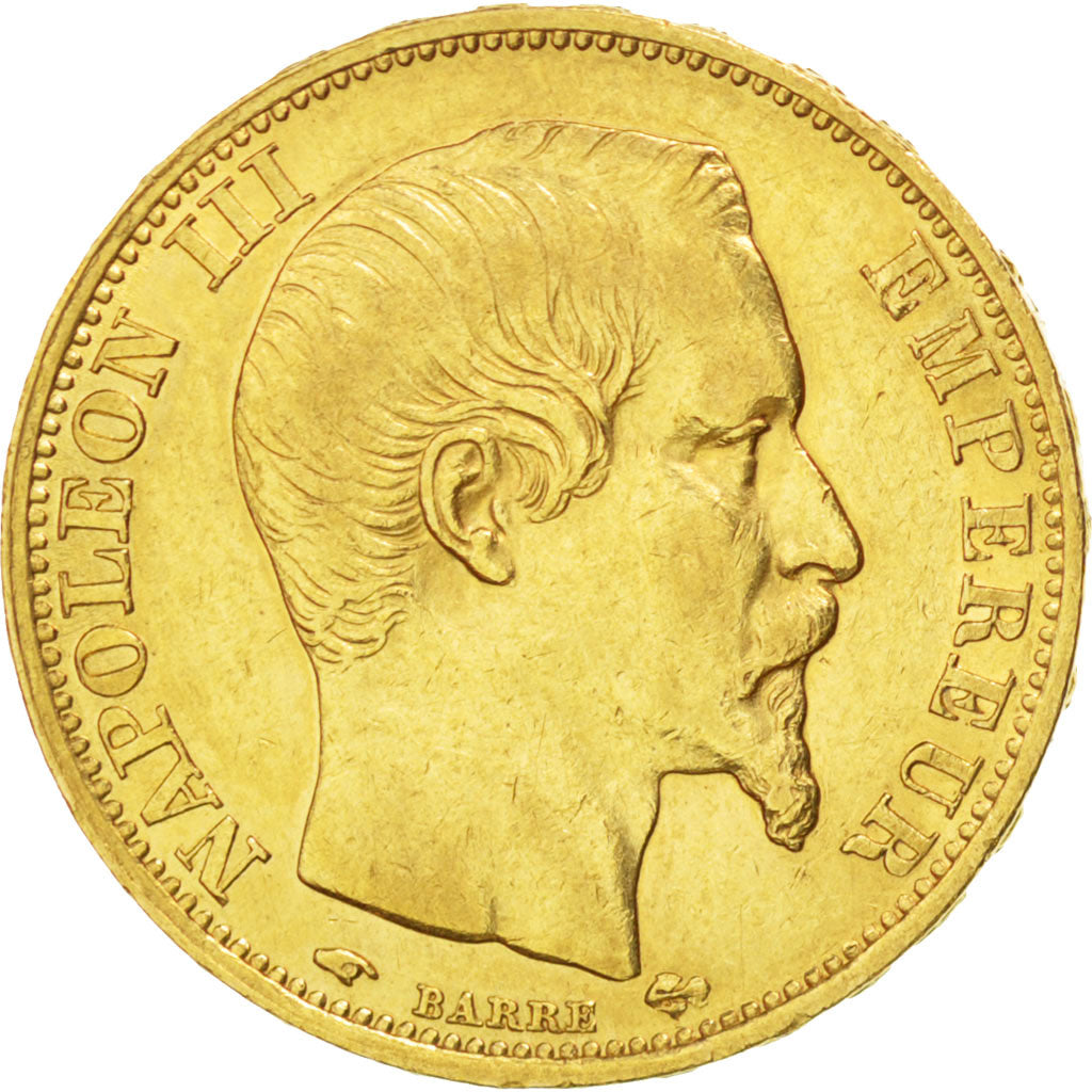FRANCE, Napoléon III, 20 Francs, 1859, Paris, KM #781.1, AU(55-58), Gold, Gadour