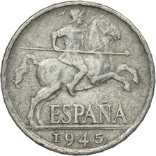 Coin, Spain, 10 Centimos, 1945, VF(30-35), Aluminum, KM:766