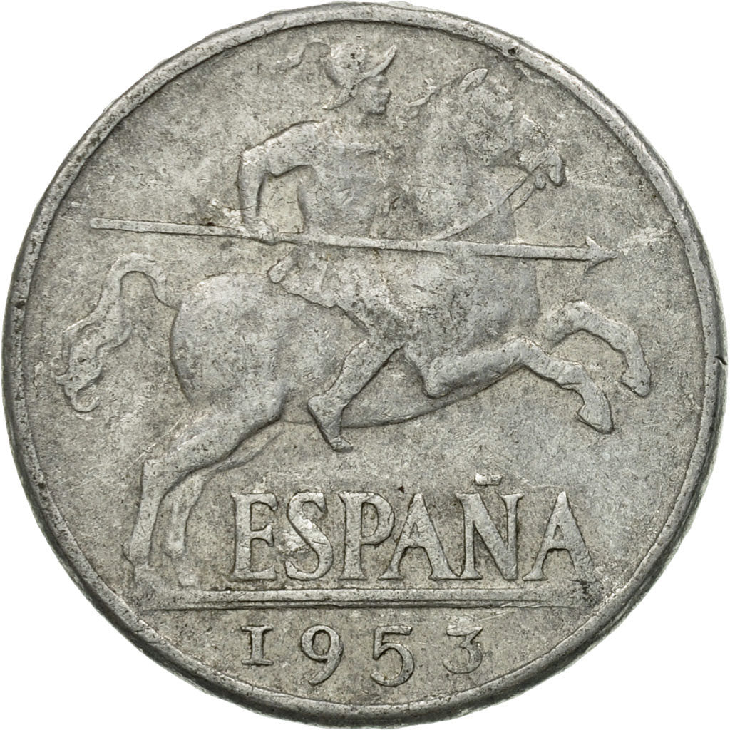 Coin, Spain, 10 Centimos, 1953, VF(20-25), Aluminum, KM:766