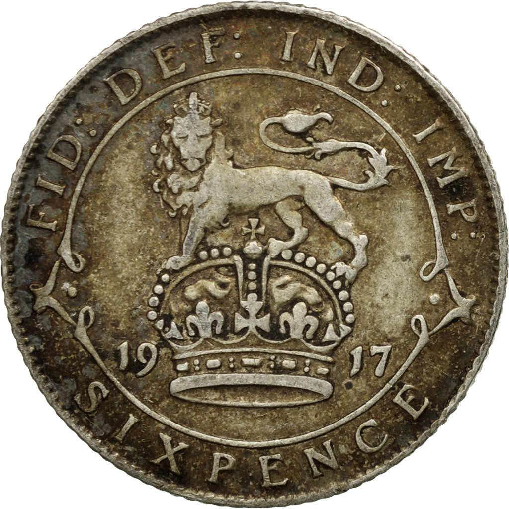 Coin, Great Britain, George V, 6 Pence, 1917, VF(30-35), Silver, KM:815