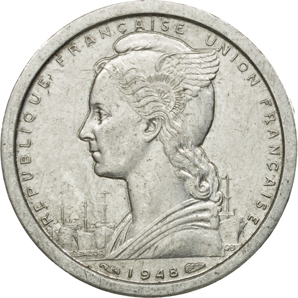 Coin, Cameroon, Franc, 1948, Paris, EF(40-45), Aluminum, KM:8