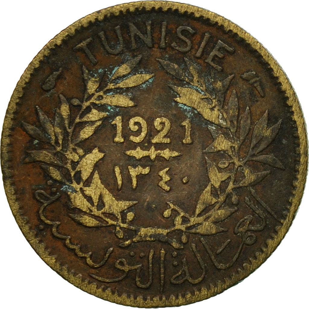 Coin, Tunisia, Anonymous, 50 Centimes, 1921, Paris, VF(30-35), Aluminum-Bronze
