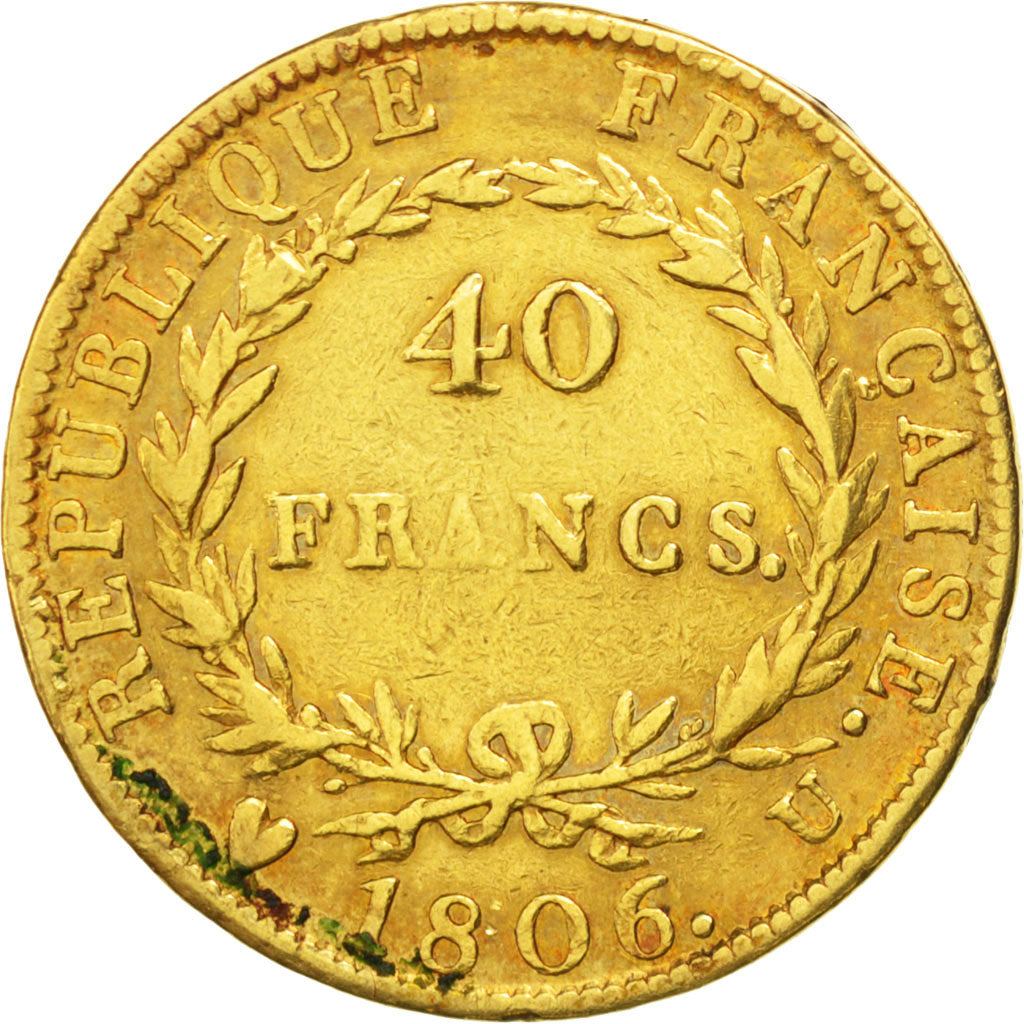 Coin, France, Napoléon I, 40 Francs, 1806, Torino, VF(30-35), Gold, KM:675.5