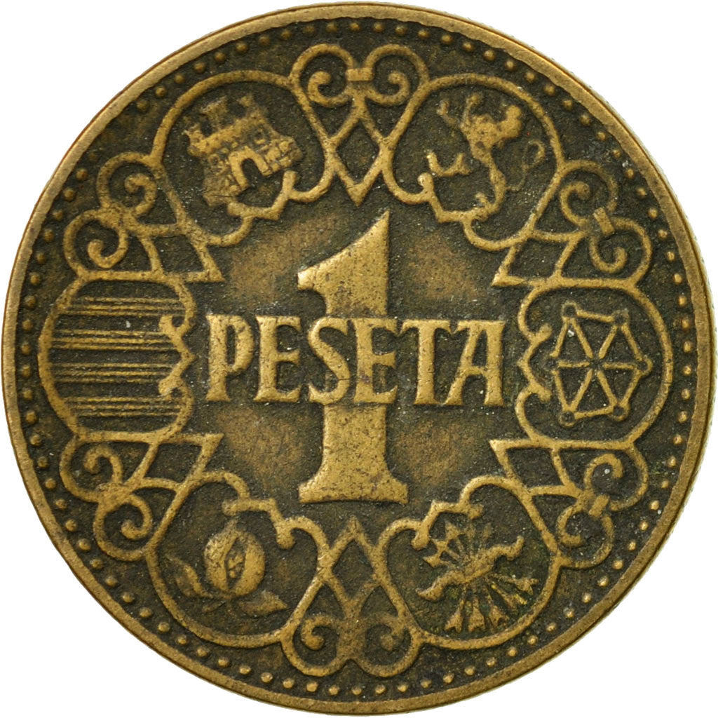 Coin, Spain, Peseta, 1944, EF(40-45), Aluminum-Bronze, KM:767