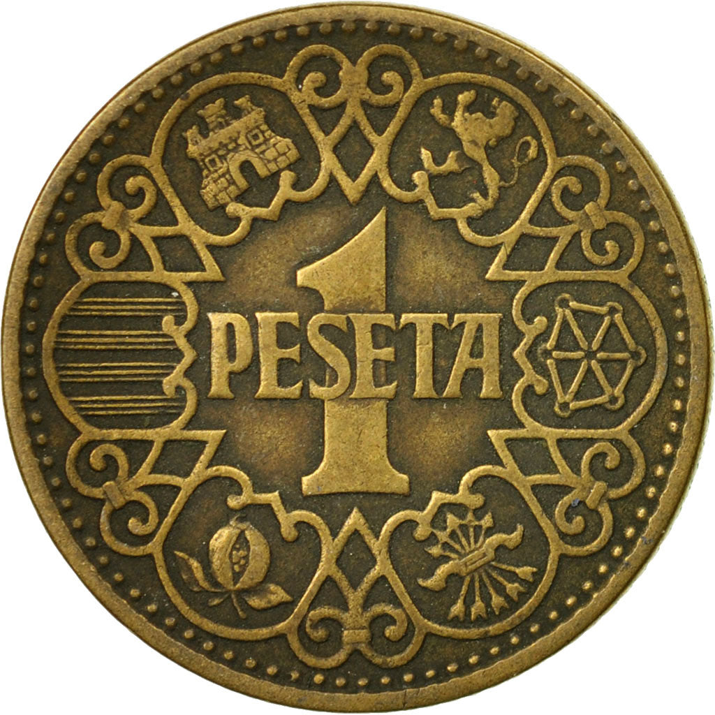 Coin, Spain, Peseta, 1944, EF(40-45), Aluminum-Bronze, KM:767