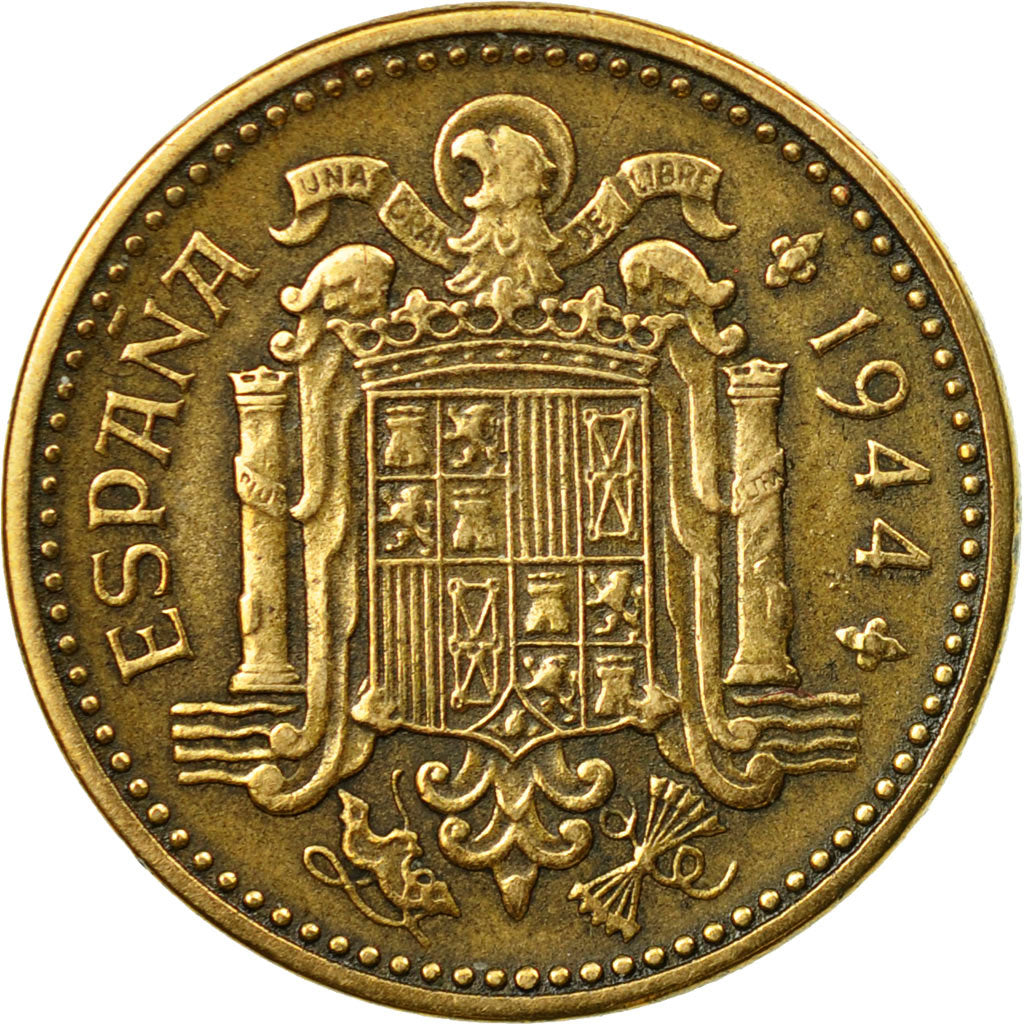 Coin, Spain, Peseta, 1944, EF(40-45), Aluminum-Bronze, KM:767