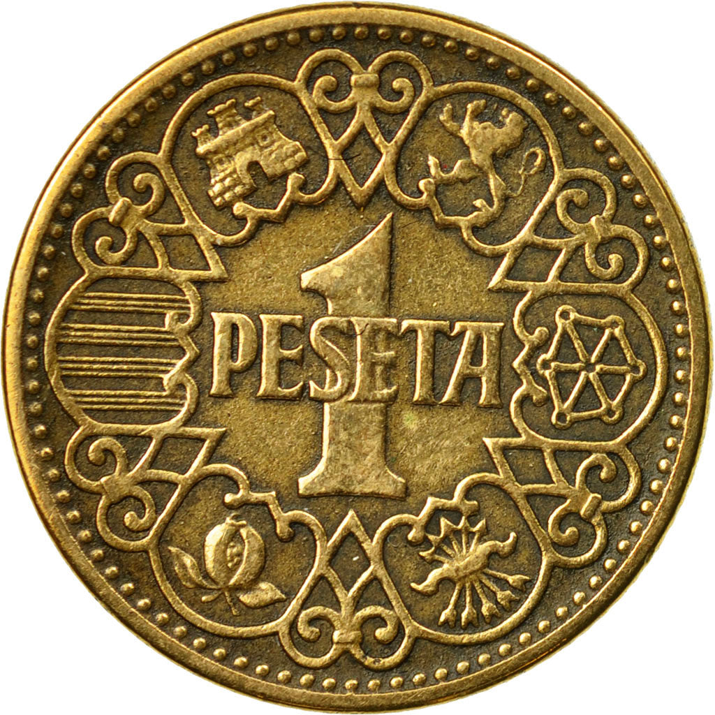 Coin, Spain, Peseta, 1944, EF(40-45), Aluminum-Bronze, KM:767