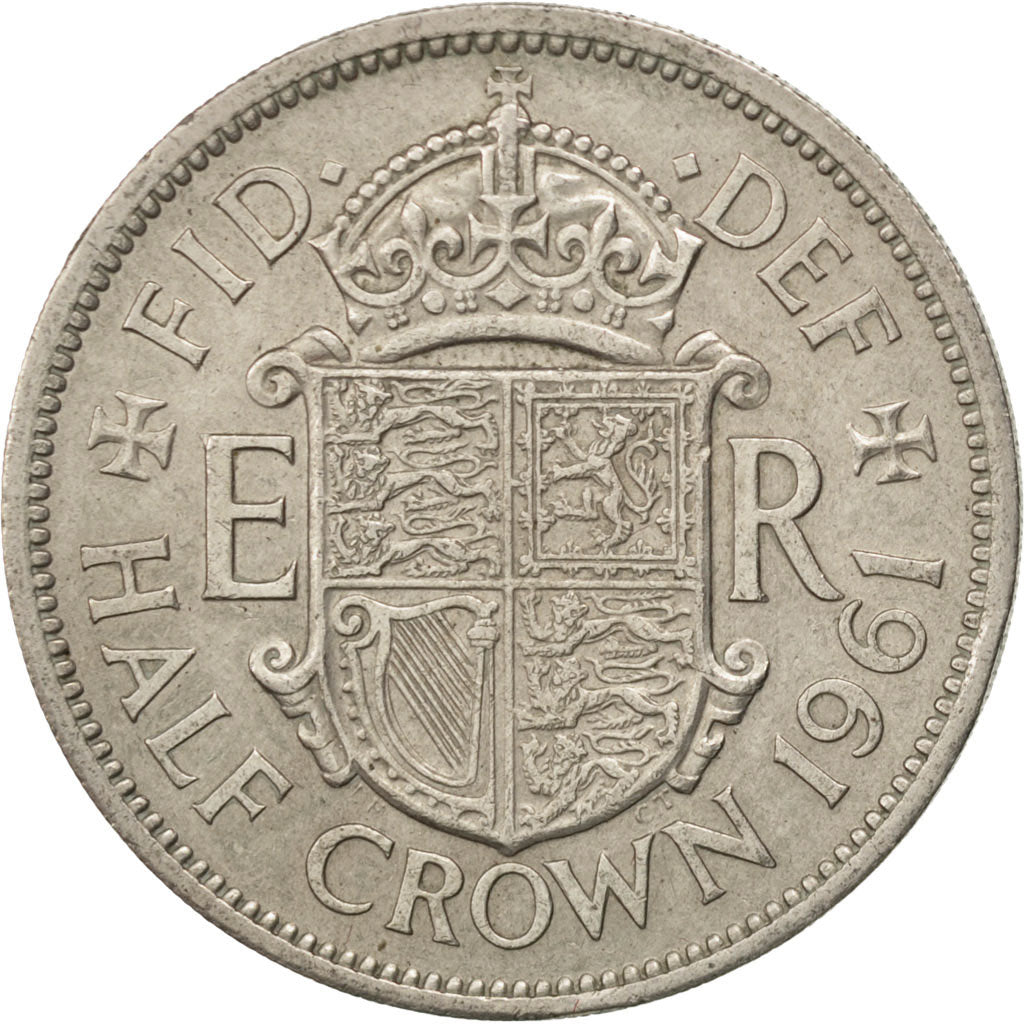 Coin, Great Britain, Elizabeth II, 1/2 Crown, 1961, EF(40-45), Copper-nickel