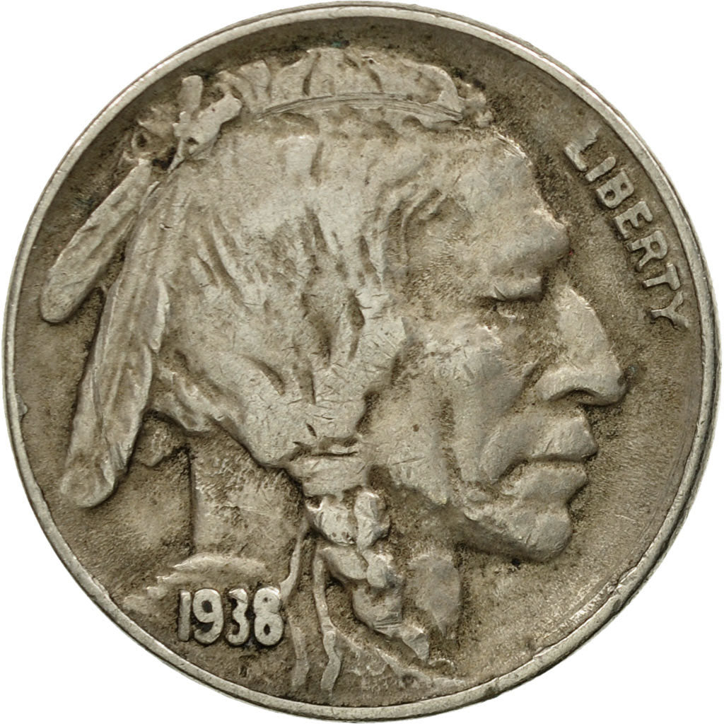 Moneta, Stati Uniti, Buffalo Nickel, 5 Cents, 1938, U.S. Mint, Denver, MB+