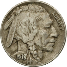 Moneta, Stati Uniti, Buffalo Nickel, 5 Cents, 1938, U.S. Mint, Denver, MB+