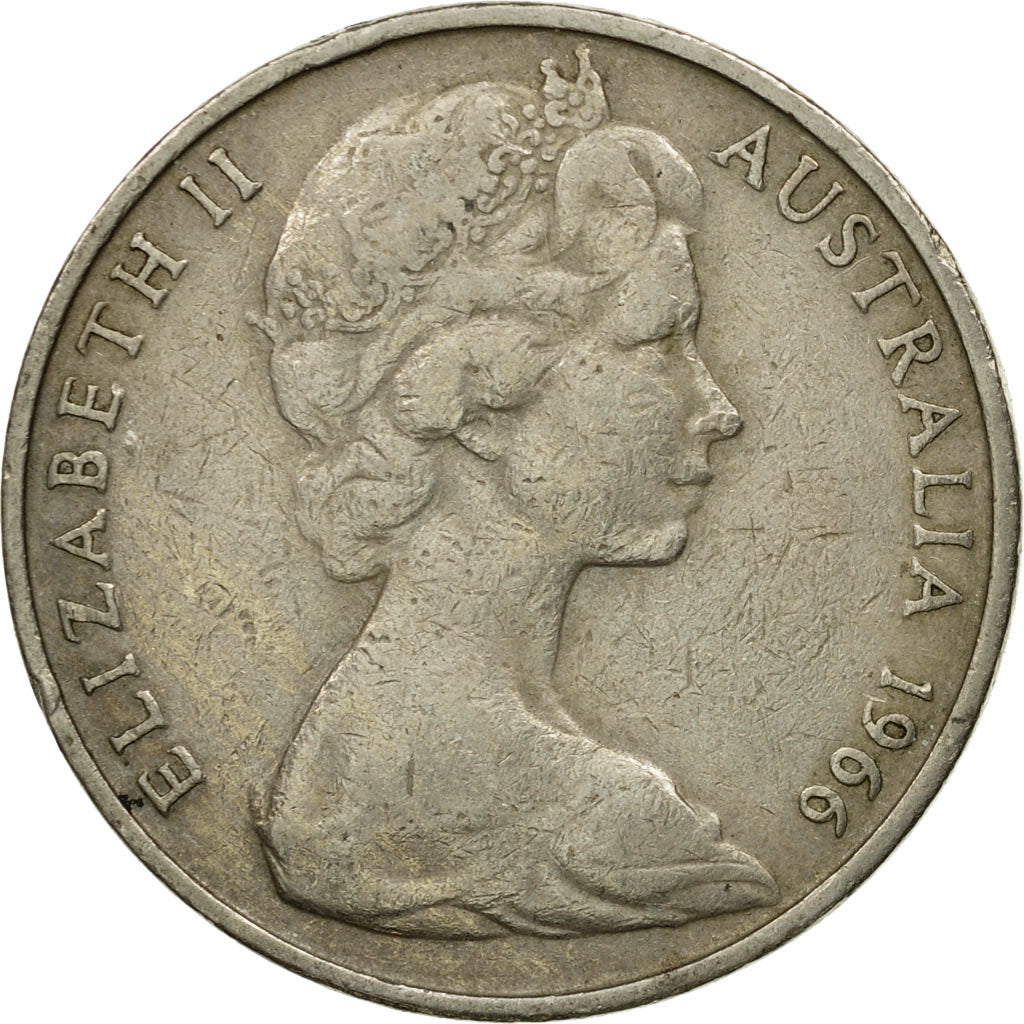 Coin, Australia, Elizabeth II, 20 Cents, 1966, EF(40-45), Copper-nickel, KM:66