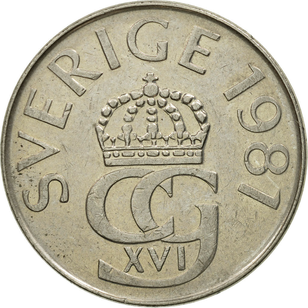 Moneta, Svezia, Carl XVI Gustaf, 5 Kronor, 1981, BB, Rame-nichel, KM:853