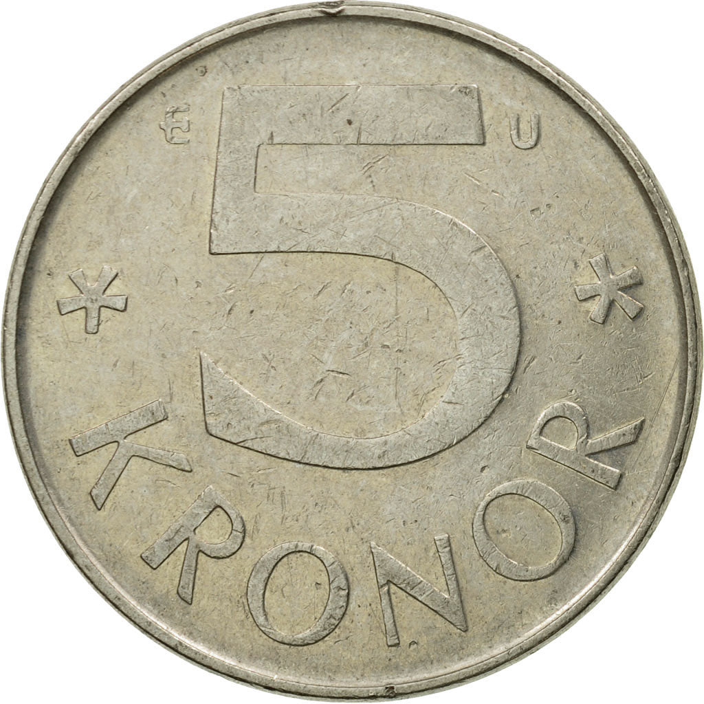 Moneta, Svezia, Carl XVI Gustaf, 5 Kronor, 1981, BB, Rame-nichel, KM:853