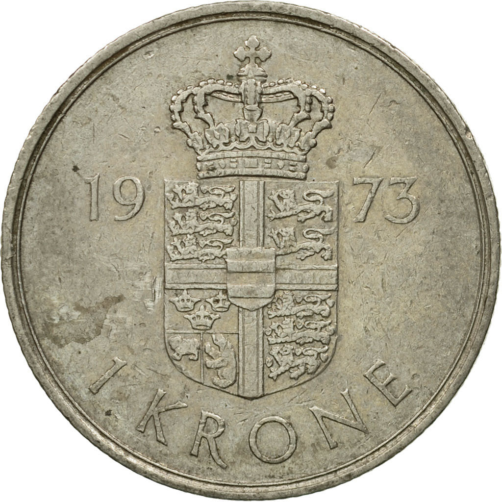 Monnaie, Danemark, Margrethe II, Krone, 1973, Copenhagen, TTB, Copper-nickel