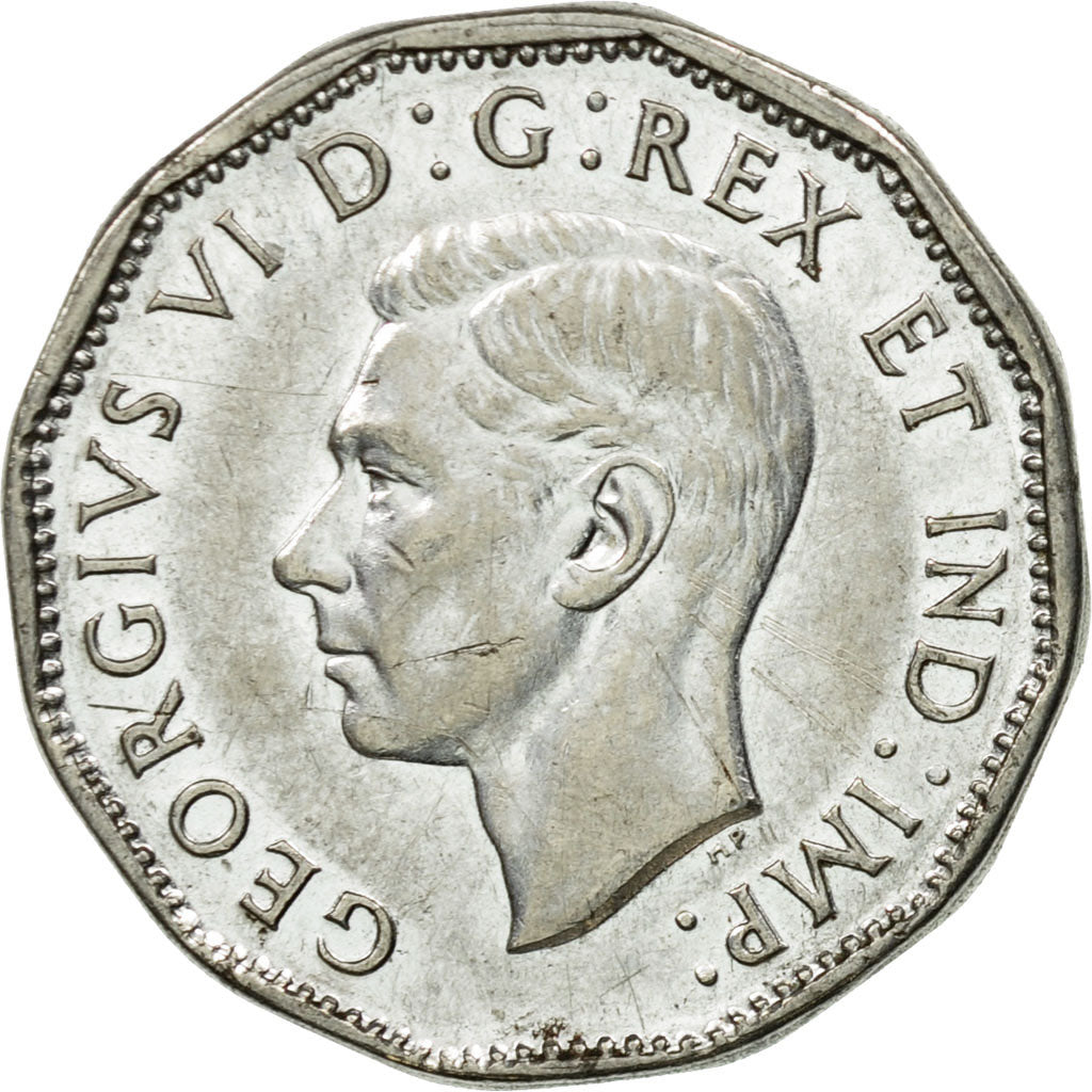 Moneta, Canada, George VI, 5 Cents, 1945, Royal Canadian Mint, Ottawa, BB