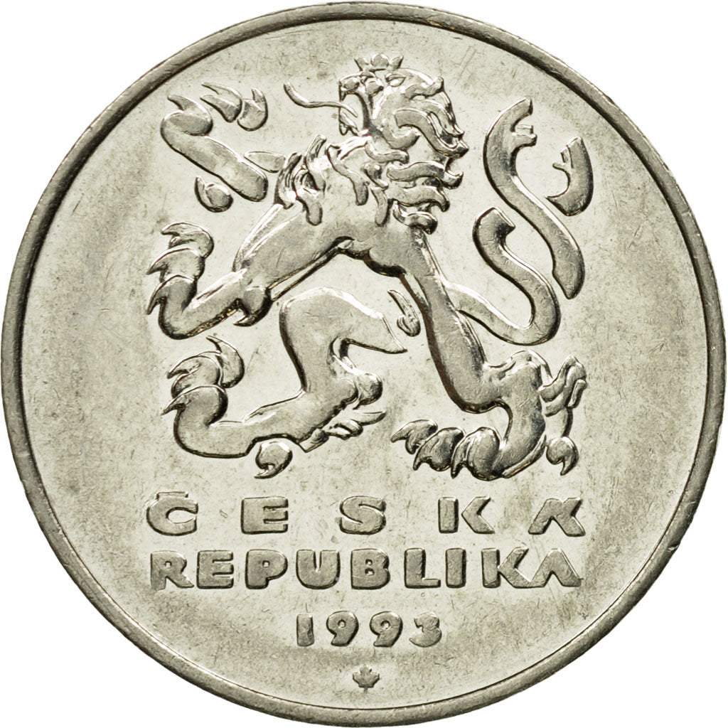 Coin, Czech Republic, 5 Korun, 1993, EF(40-45), Nickel plated steel, KM:8