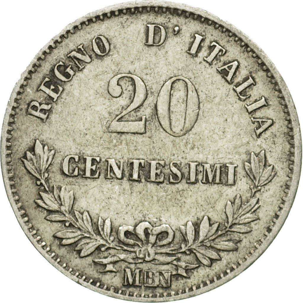 Moneta, Włochy, Vittorio Emanuele II, 20 Centesimi, 1863, Milan, EF(40-45)