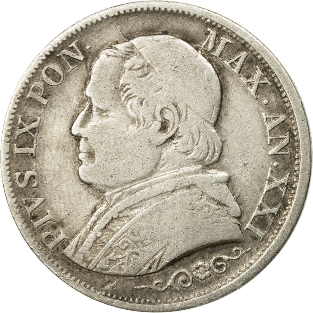 Coin, ITALIAN STATES, PAPAL STATES, Pius IX, Lira, 1866, Rome, VF(30-35)