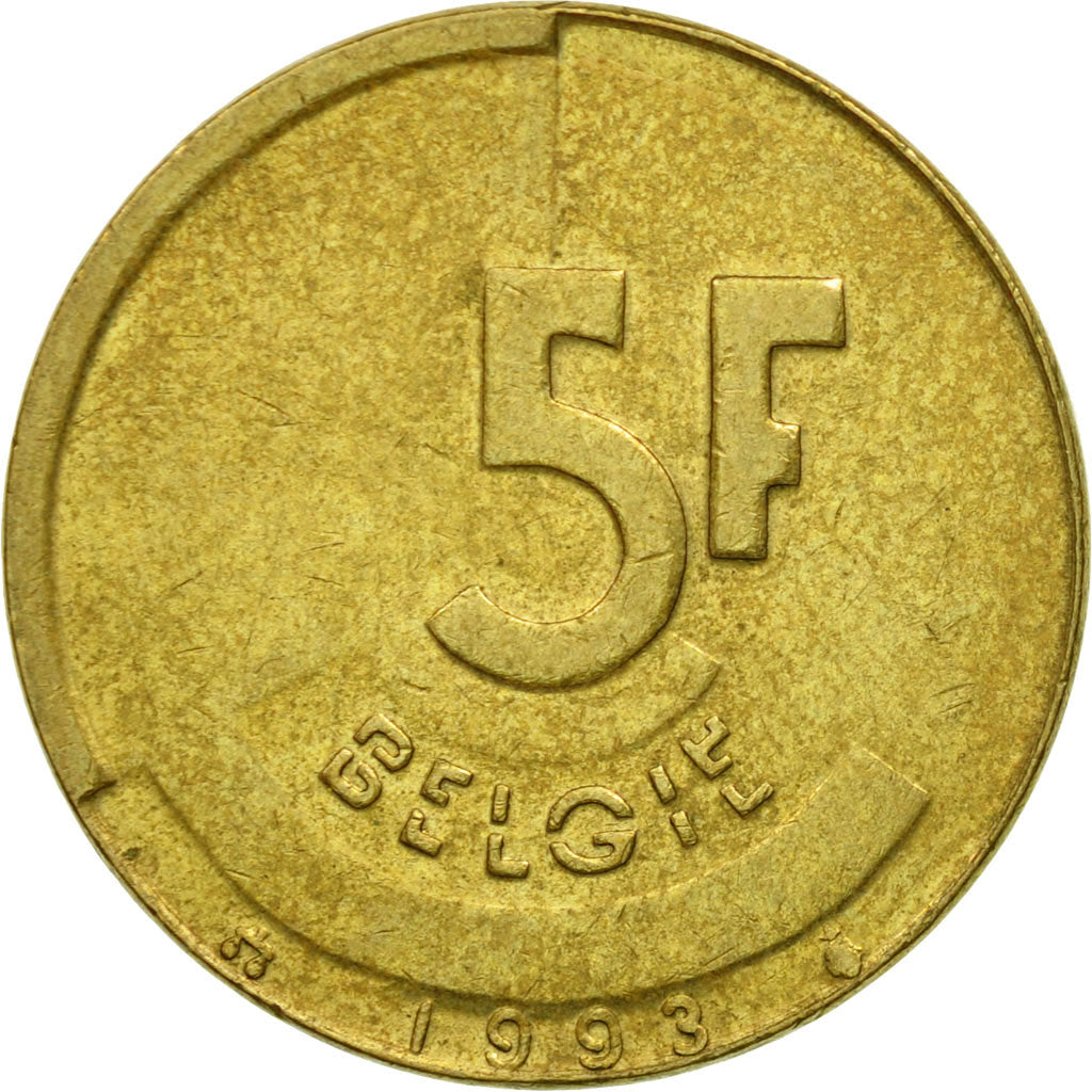 Coin, Belgium, 5 Francs, 5 Frank, 1993, EF(40-45), Brass Or Aluminum-Bronze