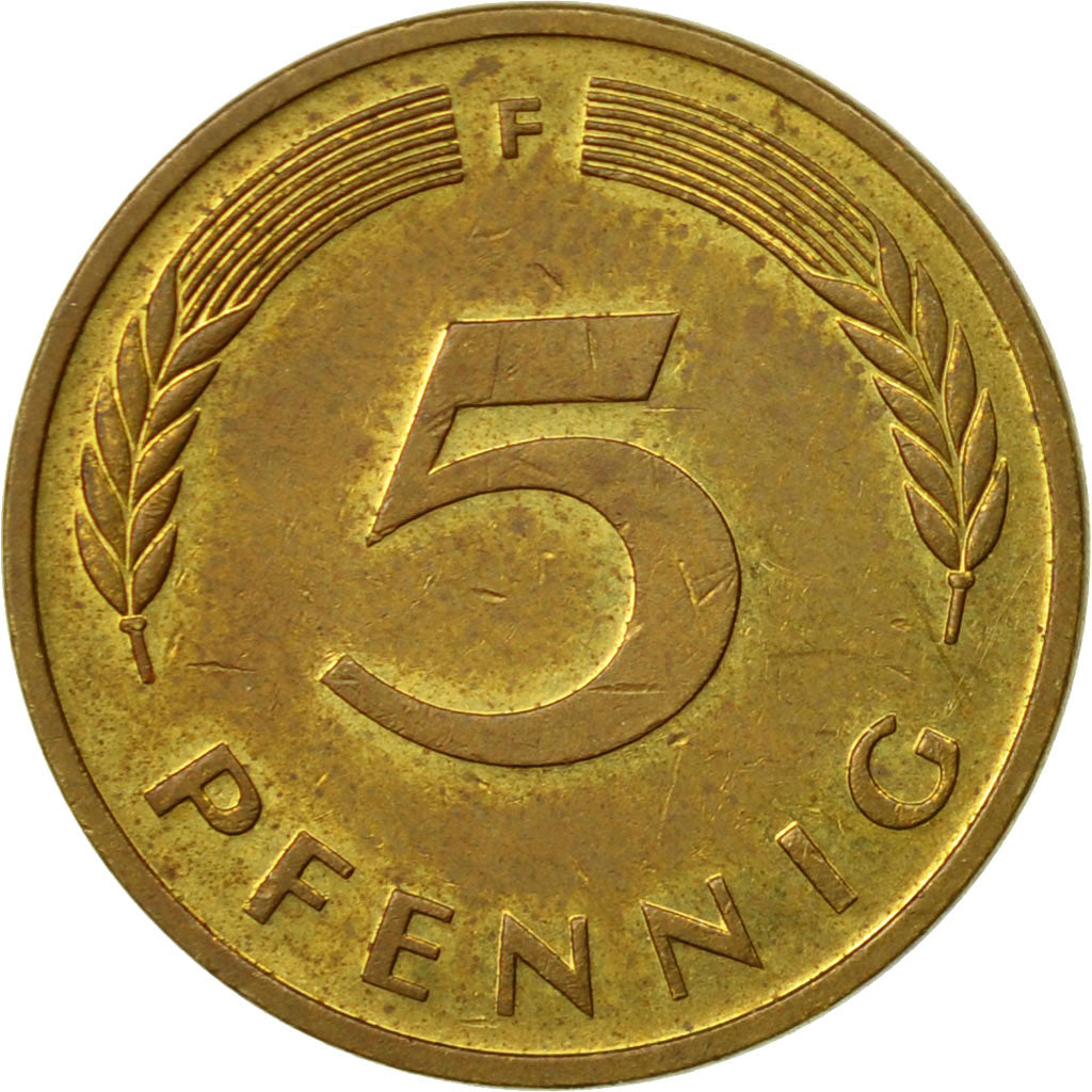 Münze, Bundesrepublik Deutschland, 5 Pfennig, 1982, Stuttgart, SS, Brass Clad