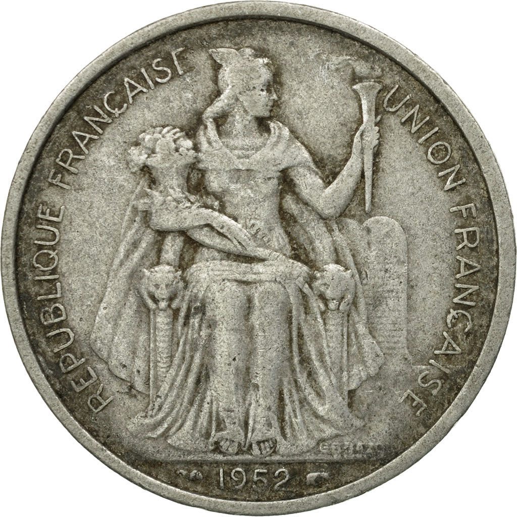 Coin, FRENCH OCEANIA, 5 Francs, 1952, EF(40-45), Aluminum, KM:4