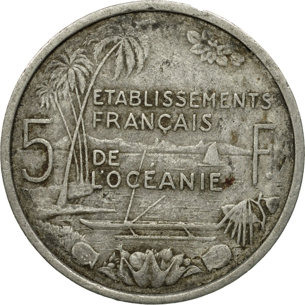 Coin, FRENCH OCEANIA, 5 Francs, 1952, EF(40-45), Aluminum, KM:4