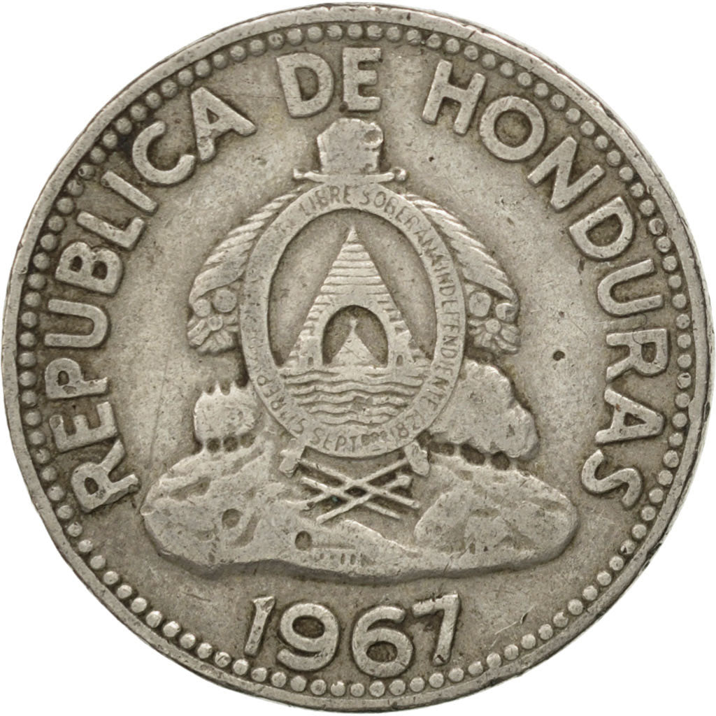 HONDURAS, 10 Centavos, 1967, KM #76.2, VF(30-35), Copper-Nickel, 26, 6.84