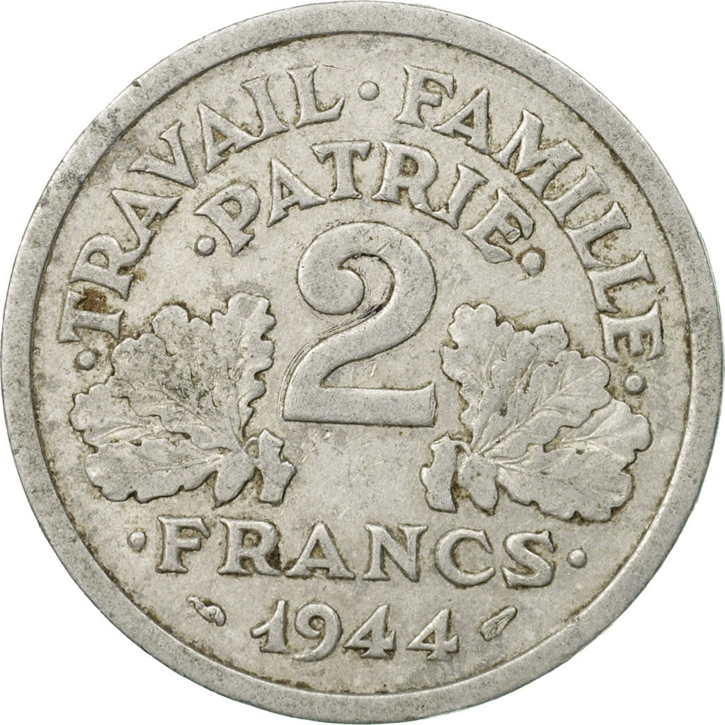 Coin, France, Morlon, 2 Francs, 1944, Beaumont - Le Roger, EF(40-45), Aluminum