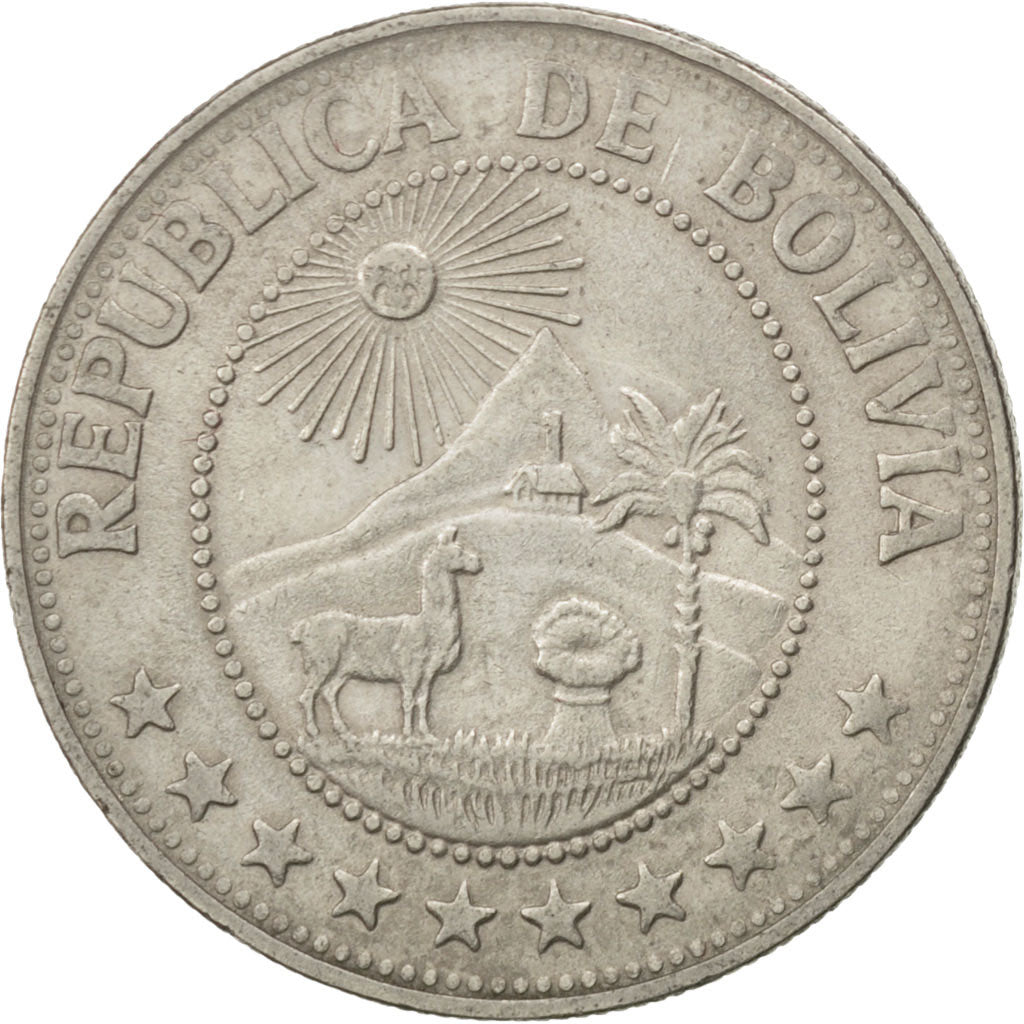 Bolivia, Peso Boliviano, 1974, BB, Acciaio ricoperto in nichel, KM:192