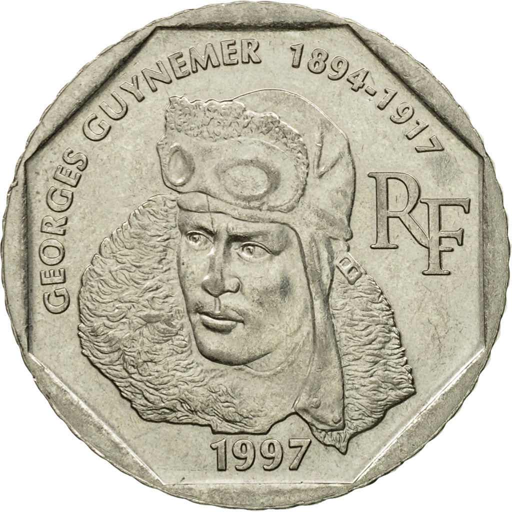 Coin, France, Guynemer, 2 Francs, 1997, Paris, AU(55-58), Nickel, KM:1187