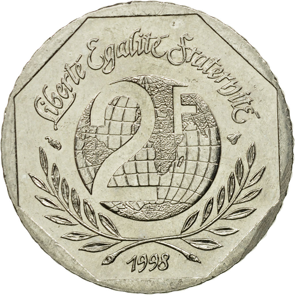 Moneta, Francja, René Cassin, 2 Francs, 1998, Paris, AU(55-58), Nikiel
