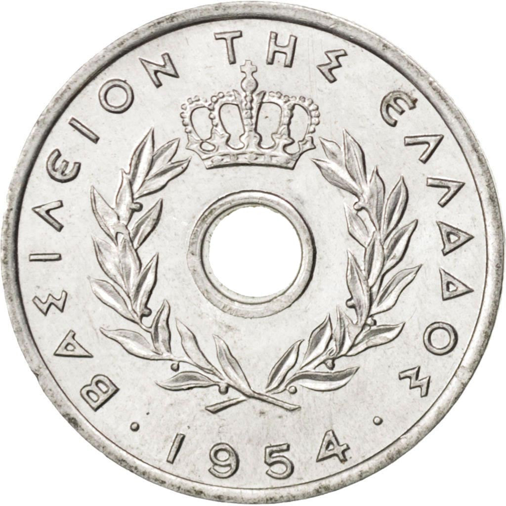 Coin, Greece, 10 Lepta, 1954, MS(63), Aluminum, KM:78