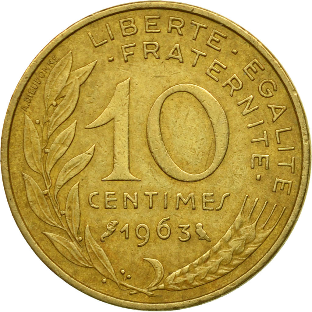 Moneda, Francia, Marianne, 10 Centimes, 1963, Paris, MBC, Aluminio - bronce