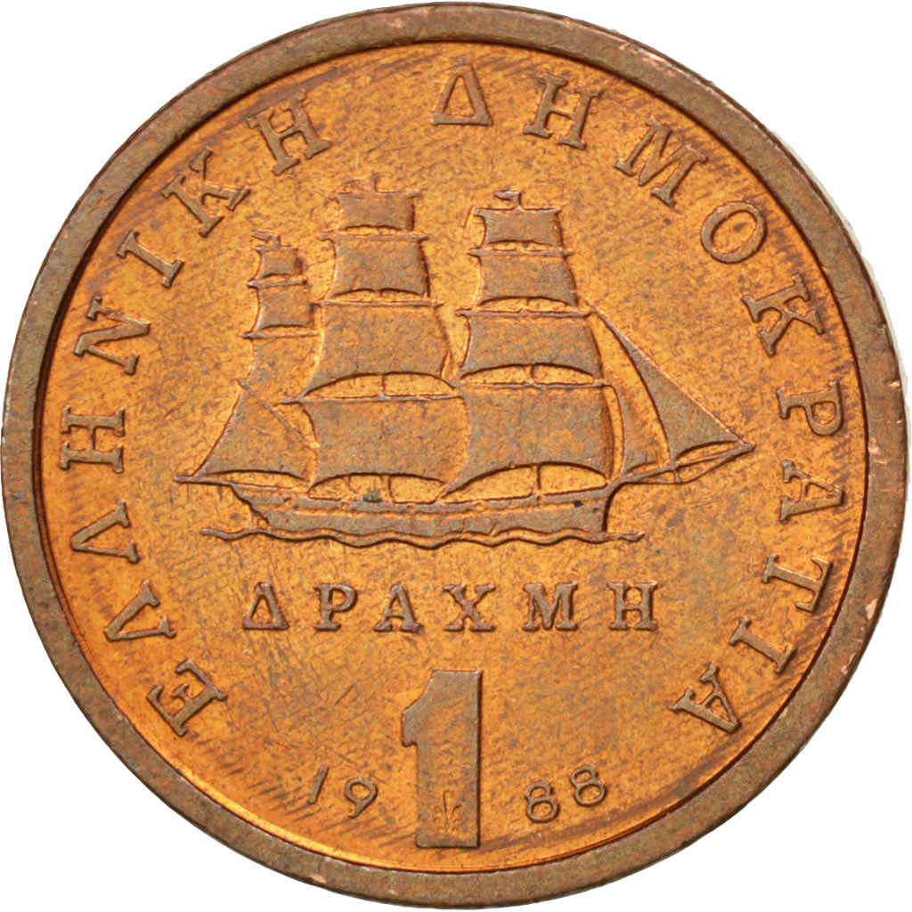 GREECE, Drachma, 1988, Athens, KM #150, MS(60-62), Copper, 18, 2.74