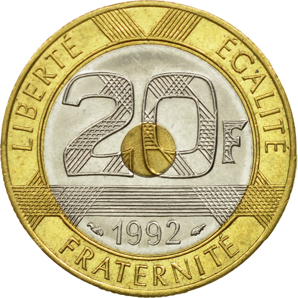 Coin, France, Mont Saint Michel, 20 Francs, 1992, Paris, EF(40-45)