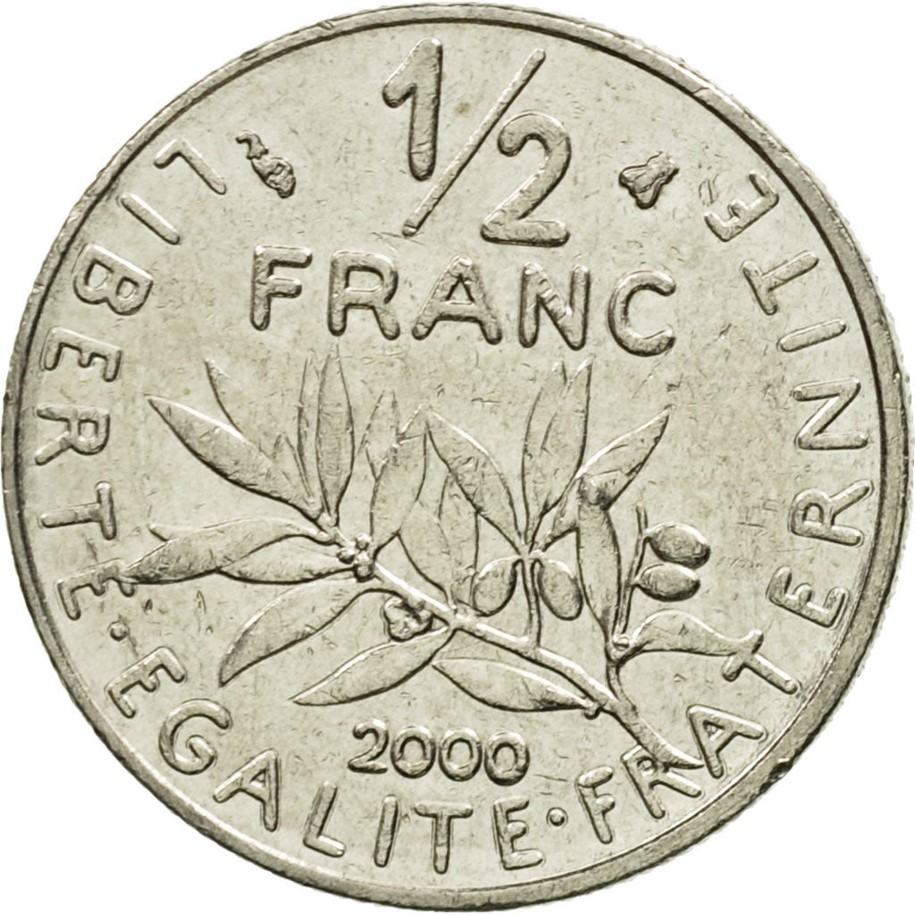 Coin, France, Semeuse, 1/2 Franc, 2000, Paris, EF(40-45), Nickel, KM:931.1
