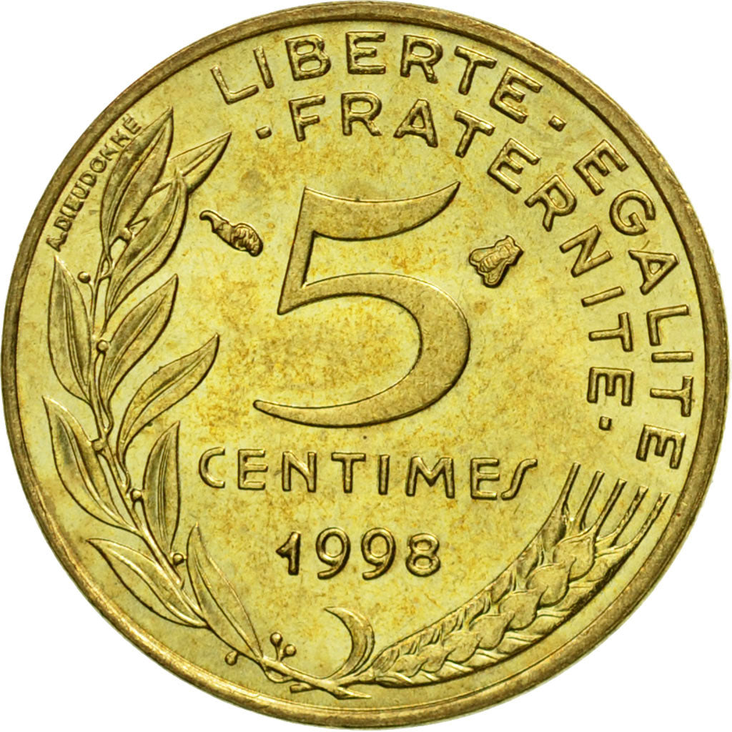 Coin, France, Marianne, 5 Centimes, 1998, Paris, EF(40-45), Aluminum-Bronze