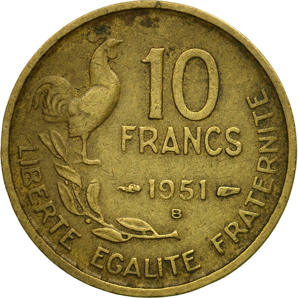 Coin, France, Guiraud, 10 Francs, 1951, Beaumont - Le Roger, EF(40-45)