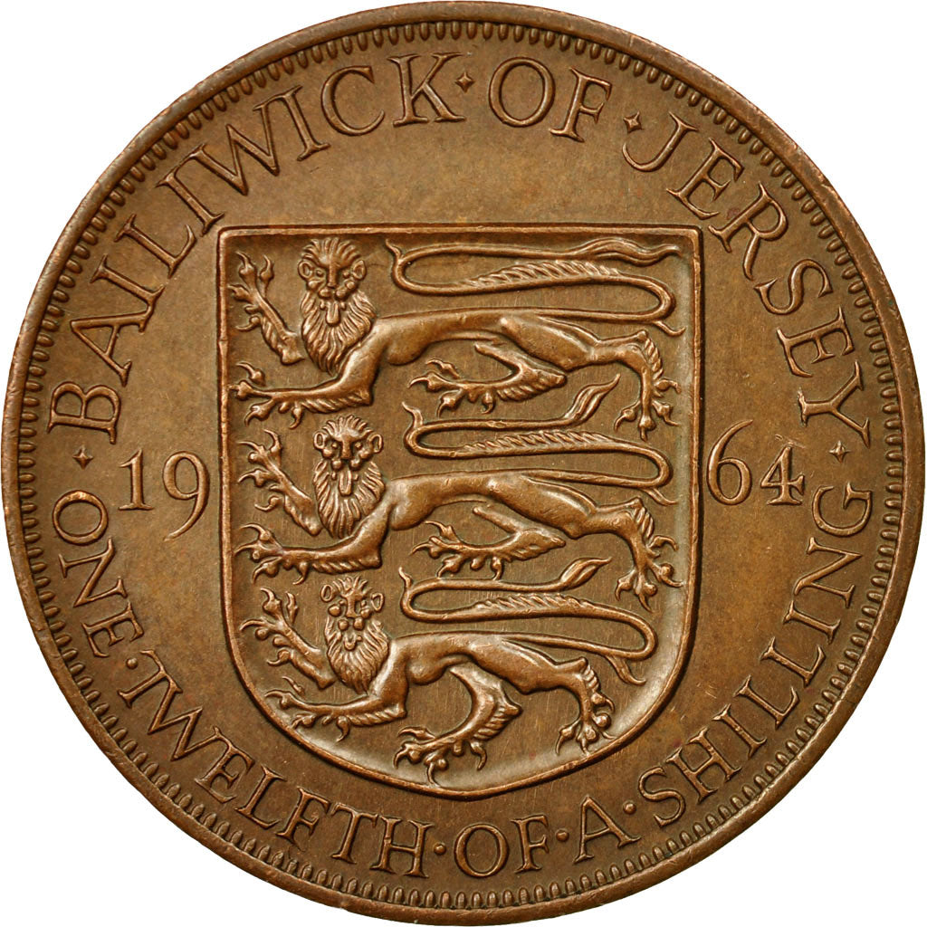 Monnaie, Jersey, Elizabeth II, 1/12 Shilling, 1964, TTB, Bronze, KM:21