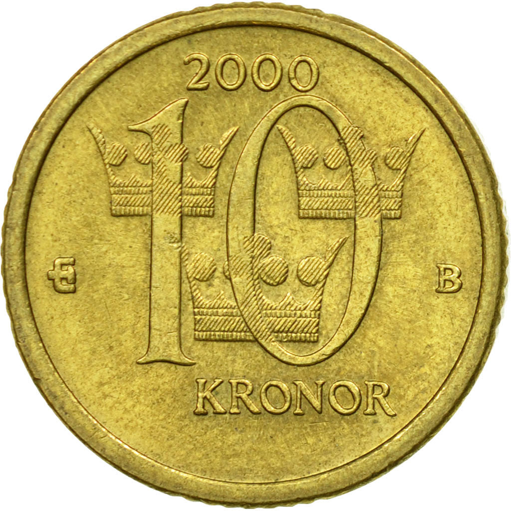 Coin, Sweden, Carl XVI Gustaf, 10 Kronor, 2000, EF(40-45), Copper-Aluminum-Zinc