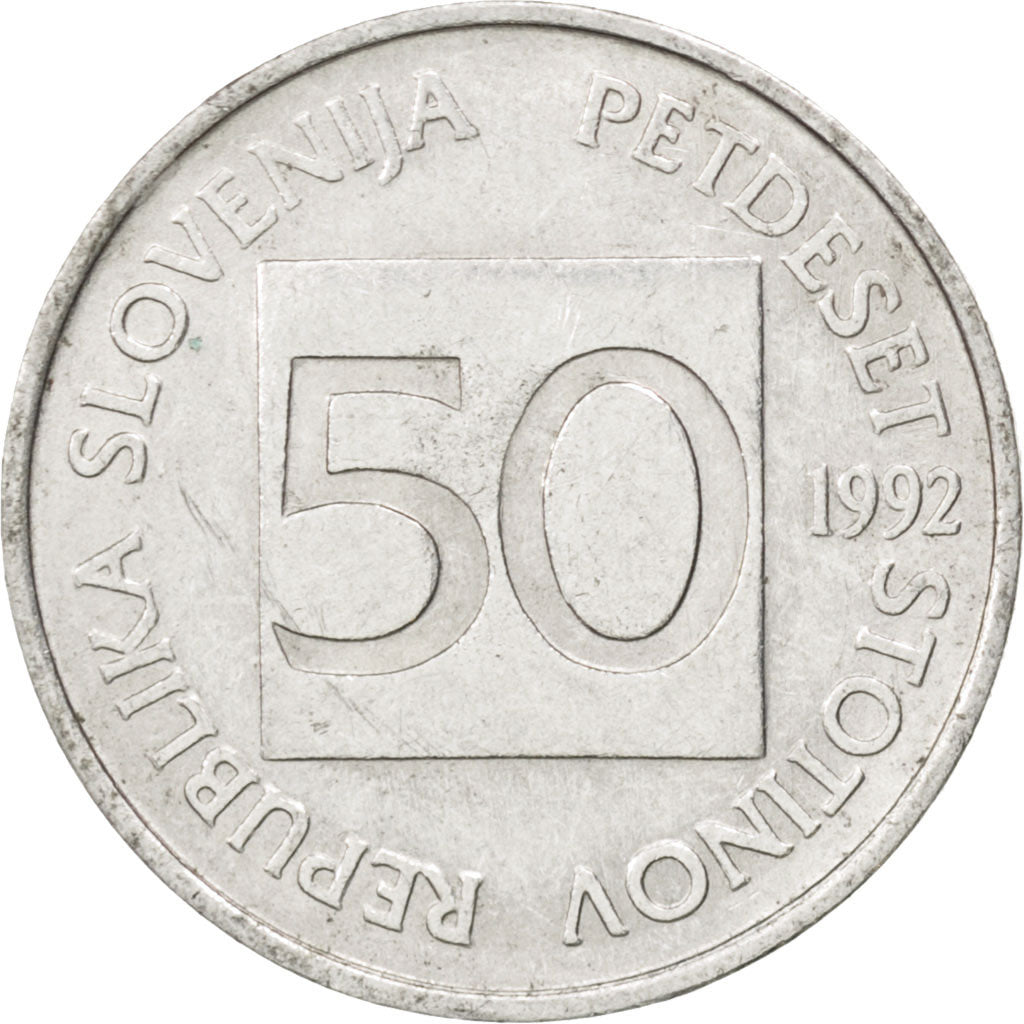 SLOVENIA, 50 Stotinov, 1992, KM #3, AU(50-53), Aluminum, 20, 0.83