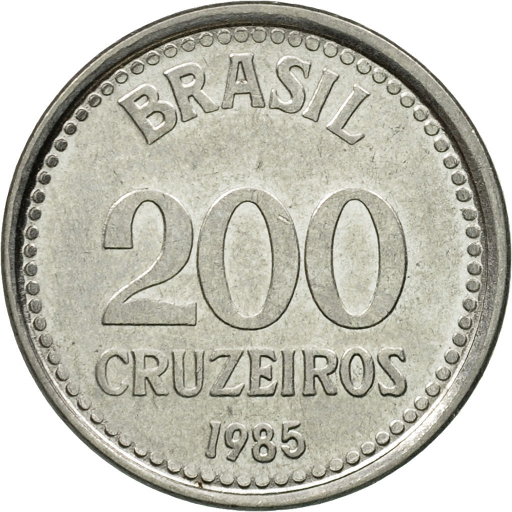 Coin, Brazil, 200 Cruzeiros, 1985, EF(40-45), Stainless Steel, KM:596