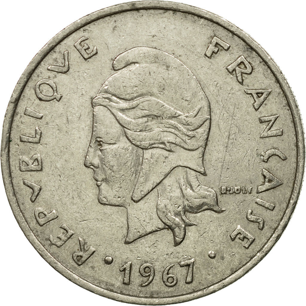 Coin, New Hebrides, 20 Francs, 1967, Paris, EF(40-45), Nickel, KM:3.1